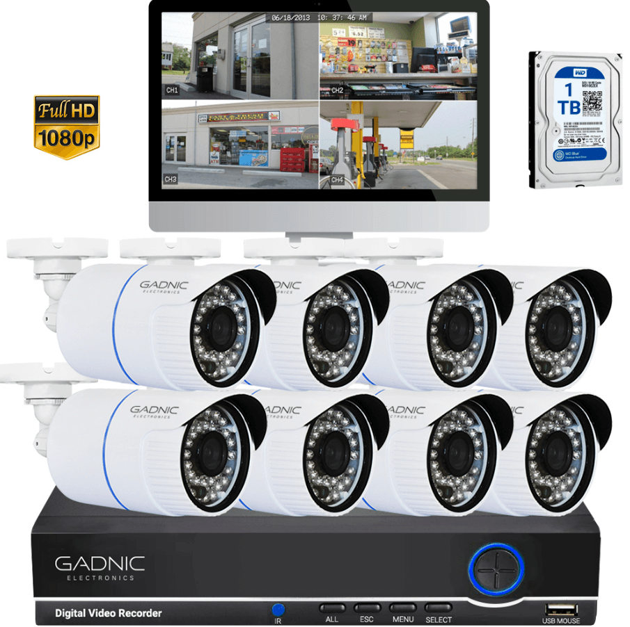 CáMaras De Seguridad X8 + Dvr Gadnic Sx37x Interior / Exterior VisióN Nocturna 1tb (8 Exterior/Interior)