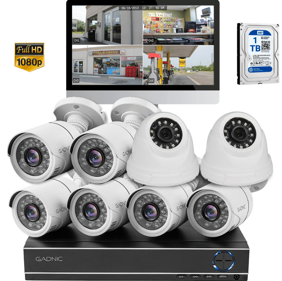 CáMaras De Seguridad X8 + Dvr Gadnic Sx37x Interior / Exterior VisióN Nocturna 1tb (6 Exterior + 2 Interior)