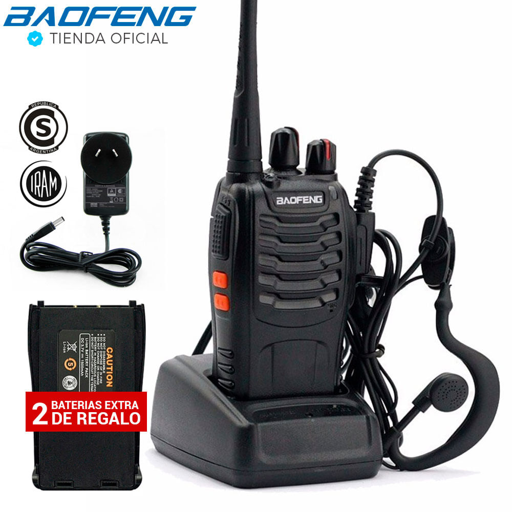 Kit Handy Baofeng Bf-888s Negro + 2 BateríAs Extra De 1500 Mah