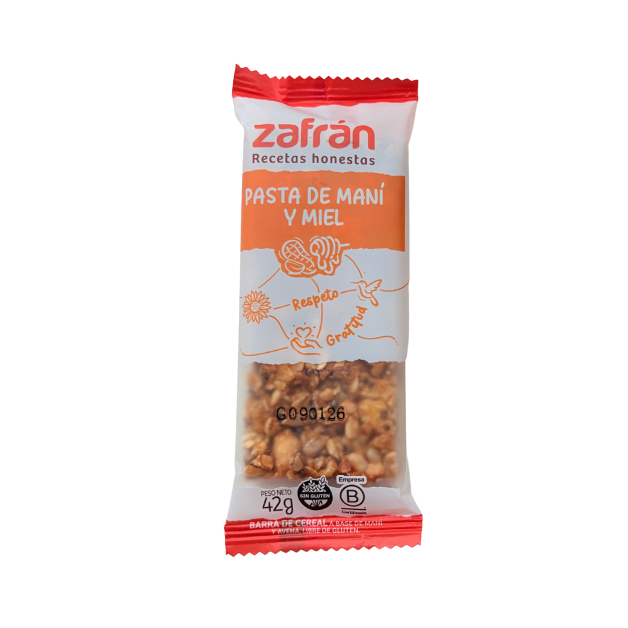 Barrita De Cereal Zafrán Pasta De Maní Y Miel 42 G