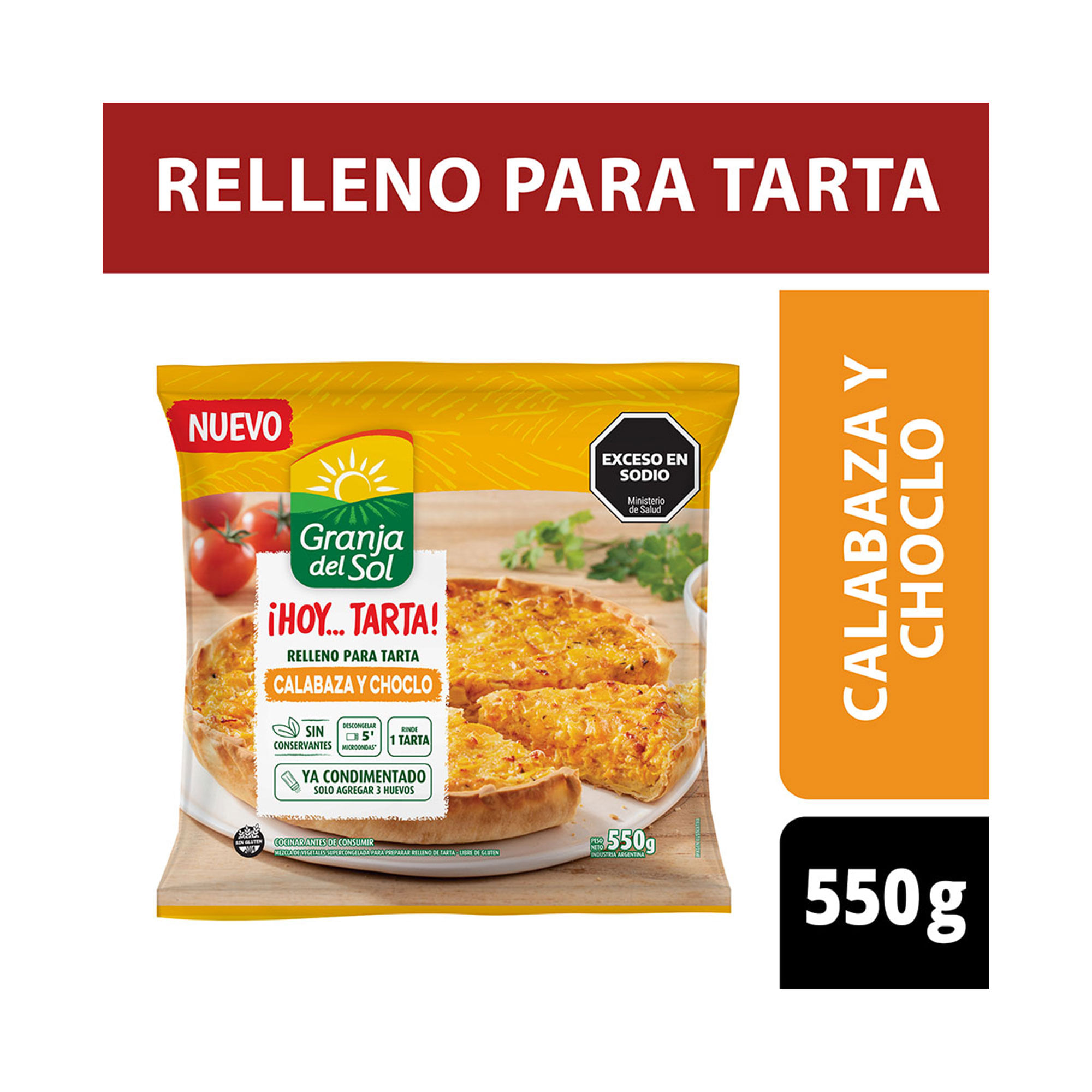 Relleno para tarta calabaza y choclo Granja del Sol 550 grs
