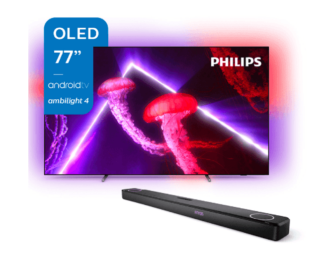 Tv oled 4k 77" Philips 77oled807/77 ambilight - uhd, smart, netflix, USB, hdmi