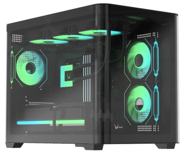 Gabinete Gamer Formula V Line Crystal U2m Floe Black (Matx, 3 Fans Floe 12bk Arpw)