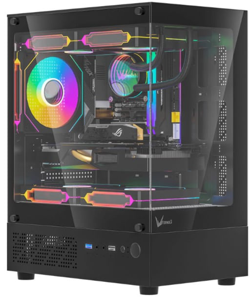 Gabinete Gamer Formula V Line Crystal Z1cm Plus Black (Matx, 3 Fans Cosmic 12 Arpw)