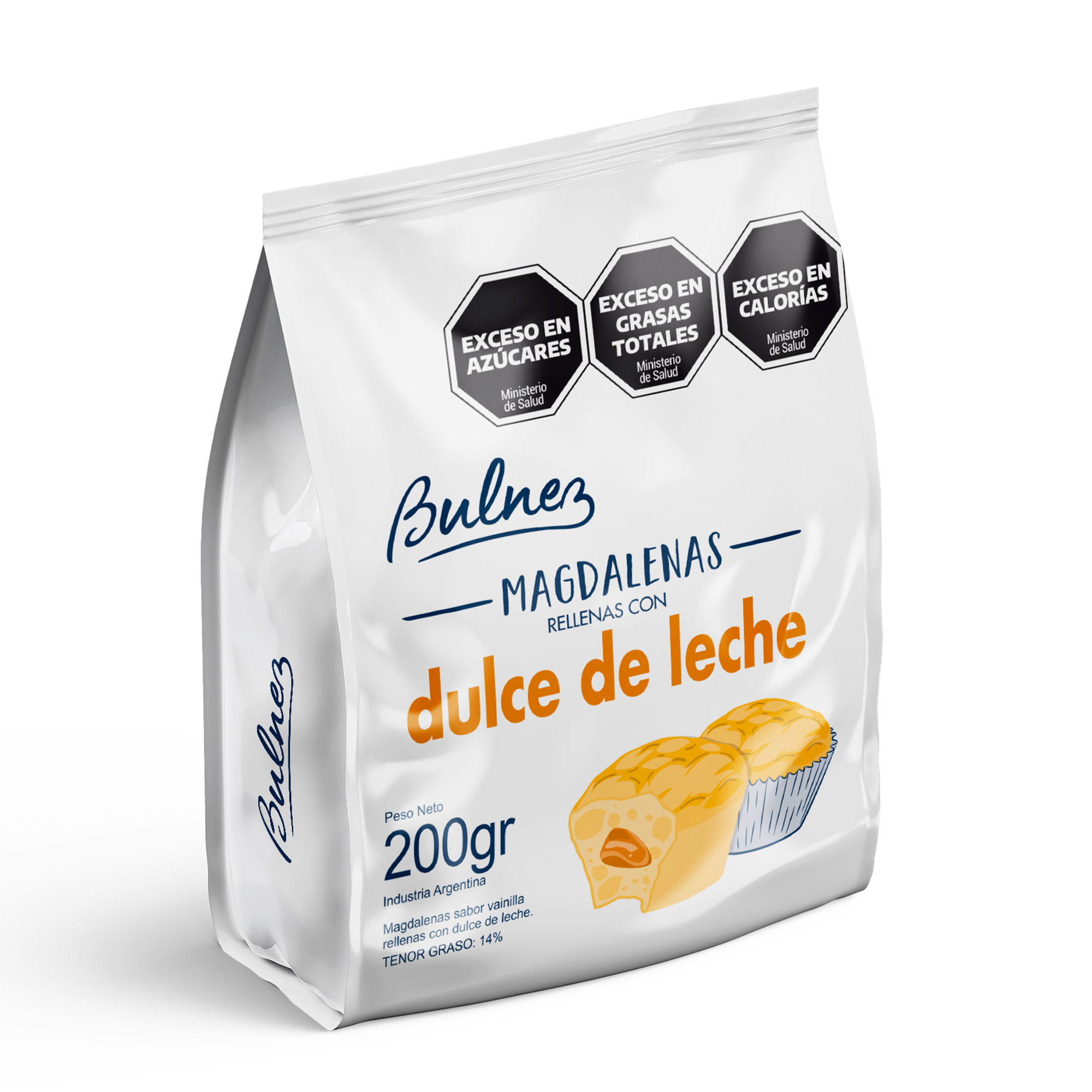 Madalenas rellenas con dulce de leche Bulnez 200 grs