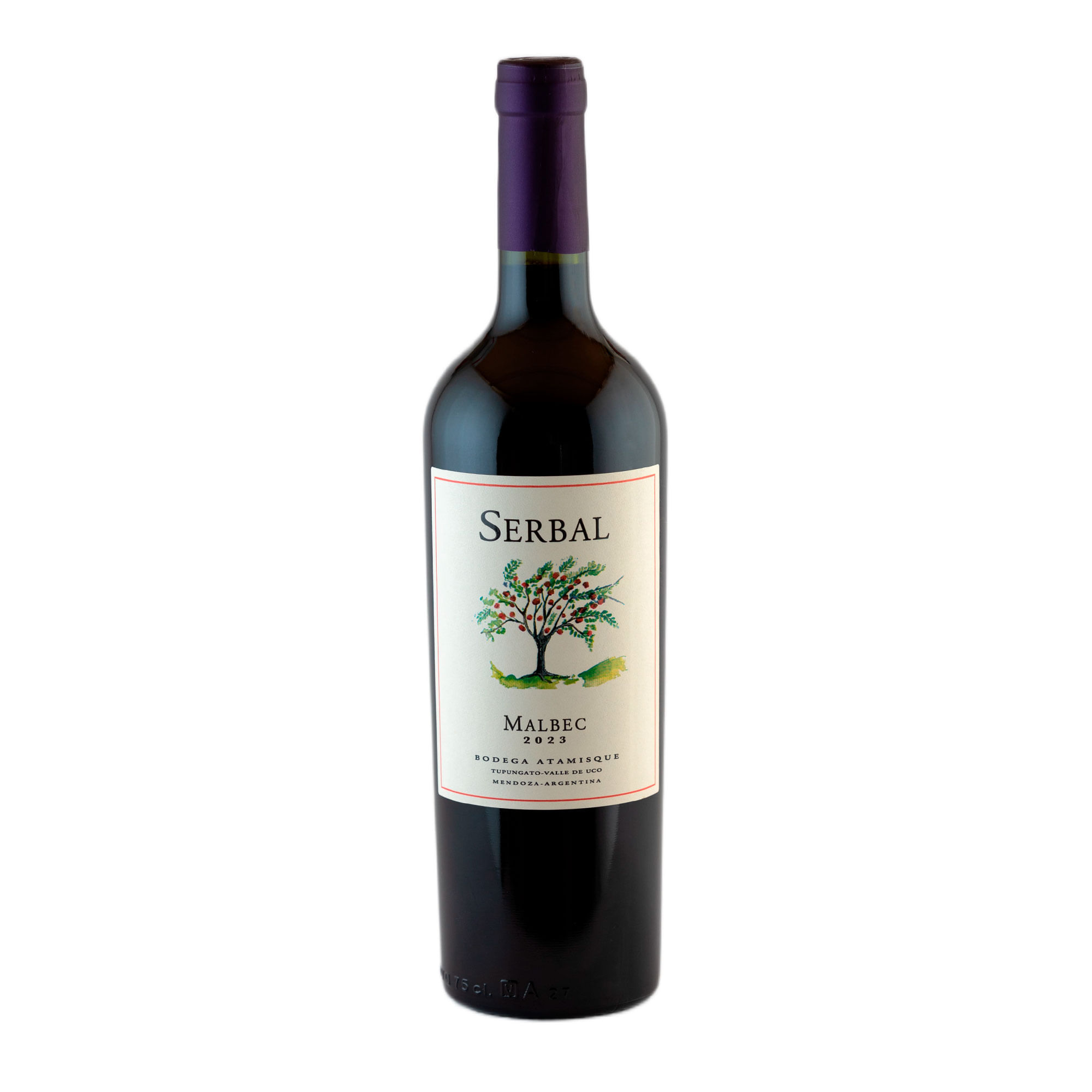 Vino tinto Malbec Serbal en botella 750 ml