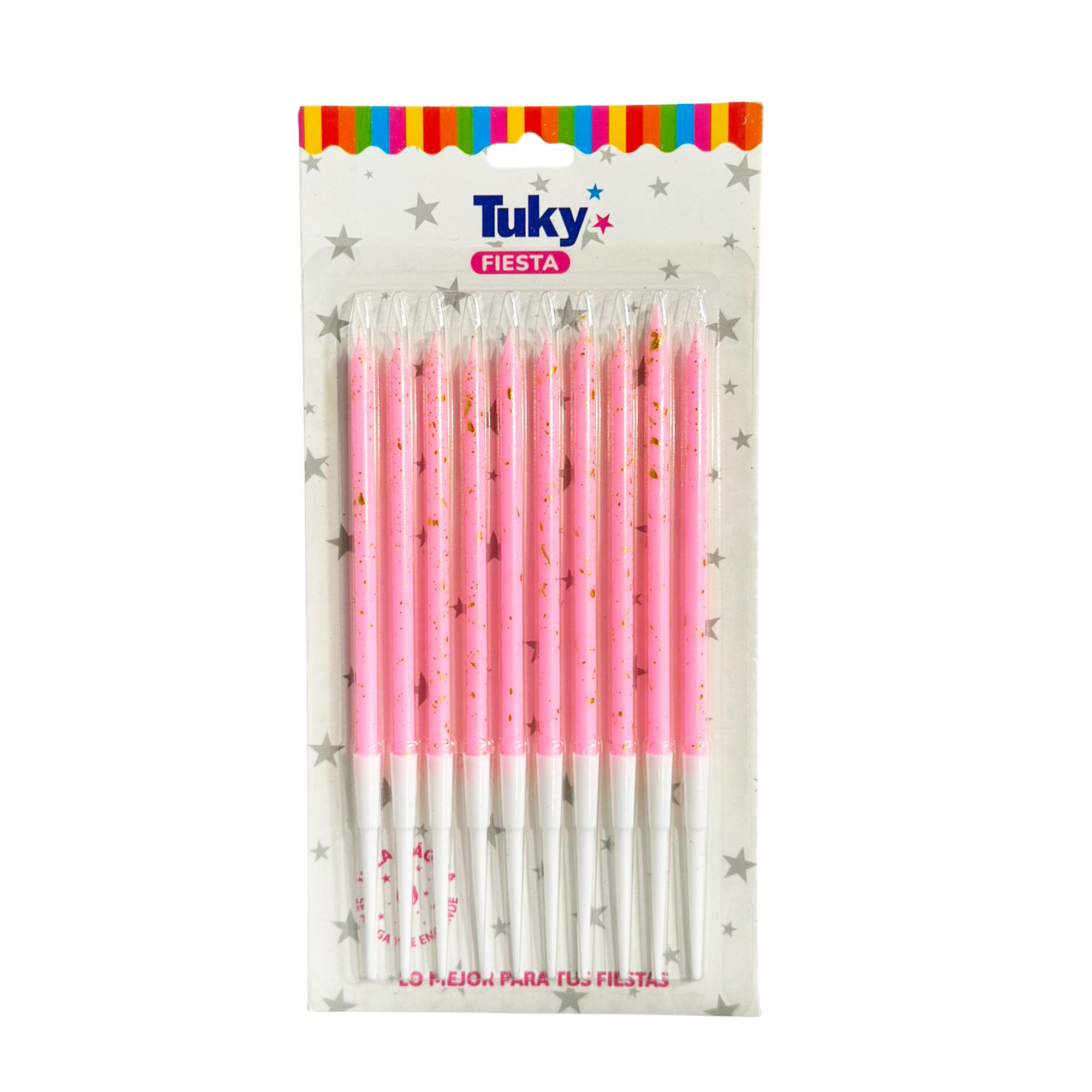Vela tuky color rosa 10 uni