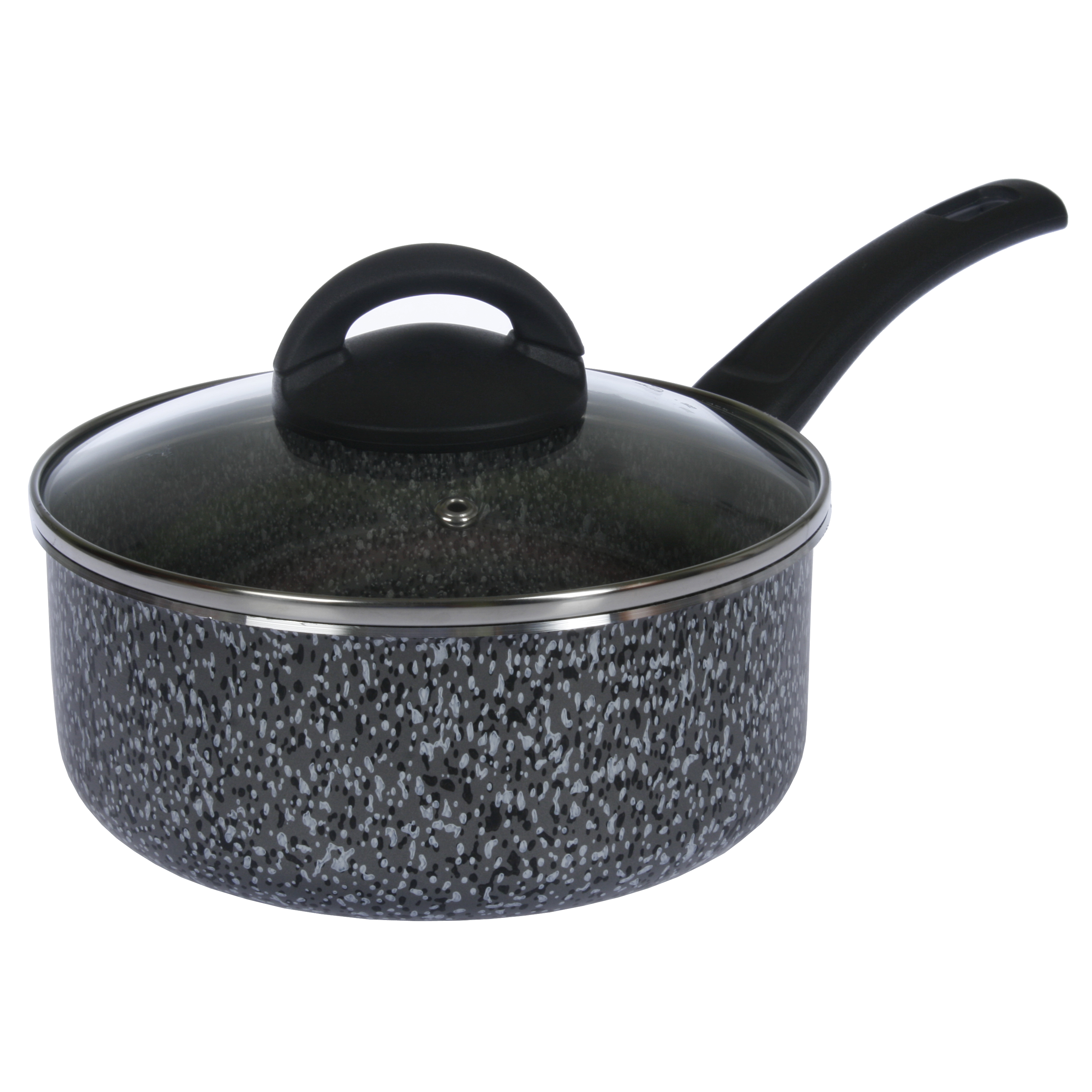 Cacerola 18 Cms Con Tapa De Vidrio Mango Antiadherente Aston Pedra Gris