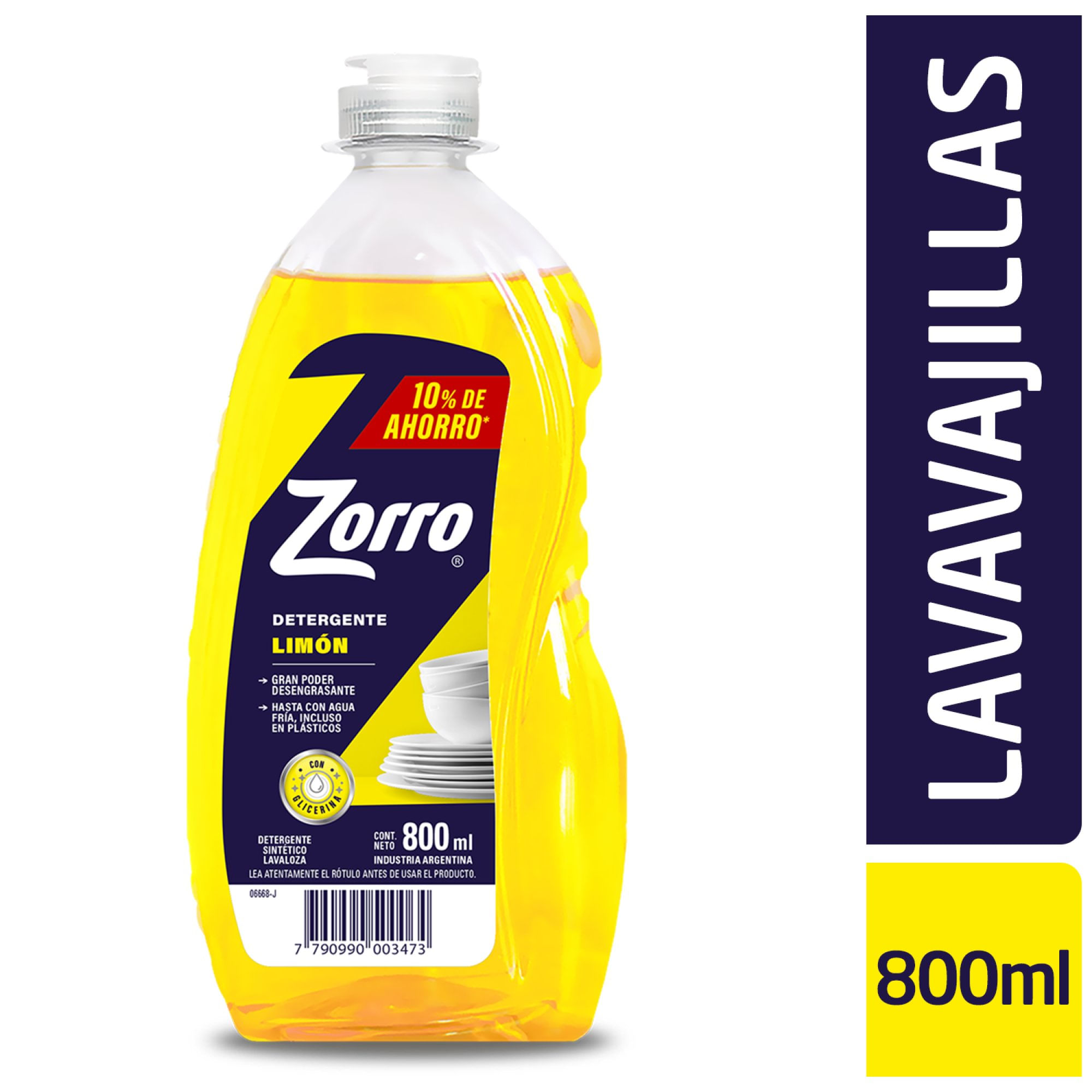 Zorro Lavavajillas Limón 800 ml