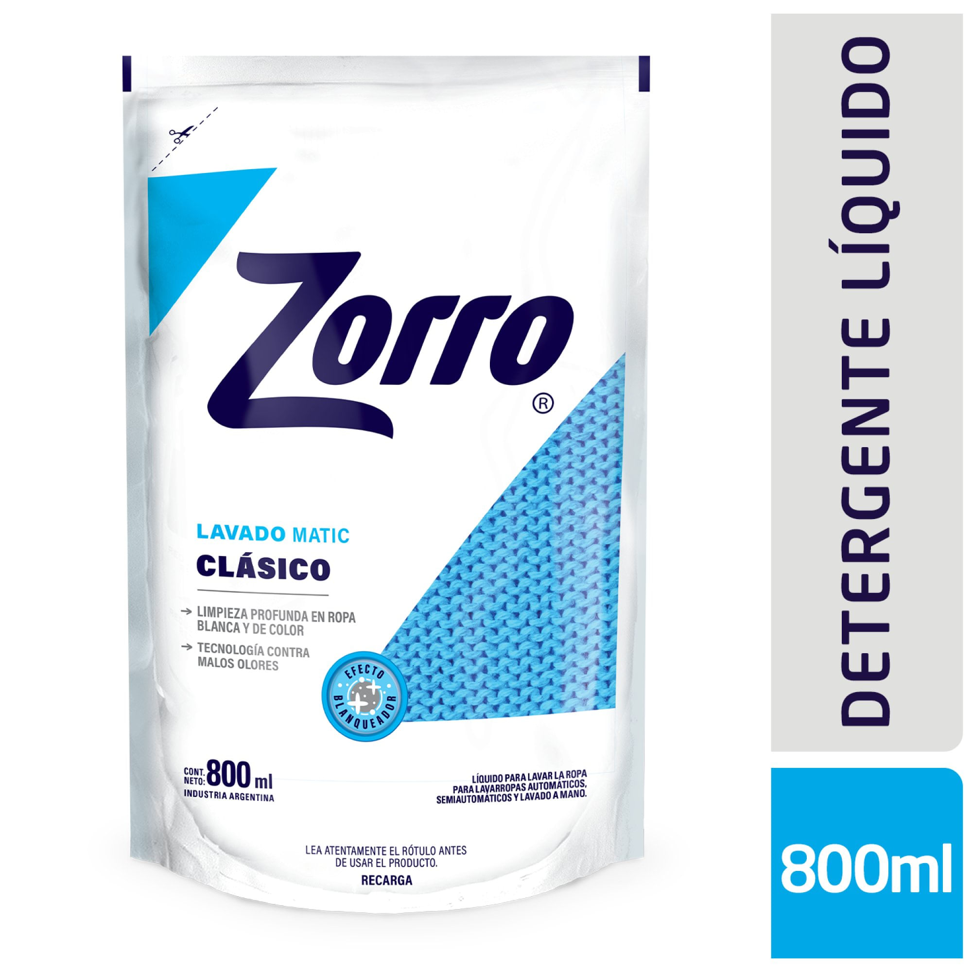 Jabón Liquido Para Ropa Zorro Clásico 800 Ml