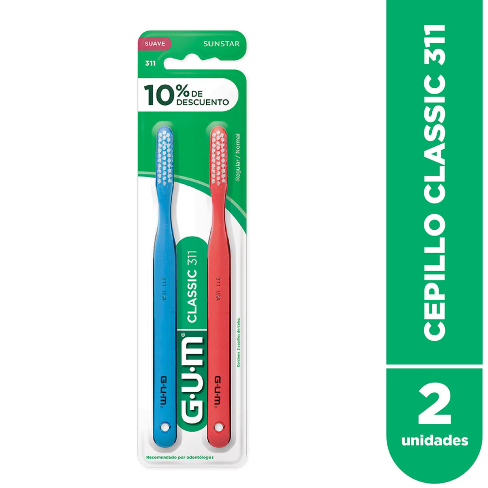 Cepillo Dental Gum Classic 311 Suave 2 U