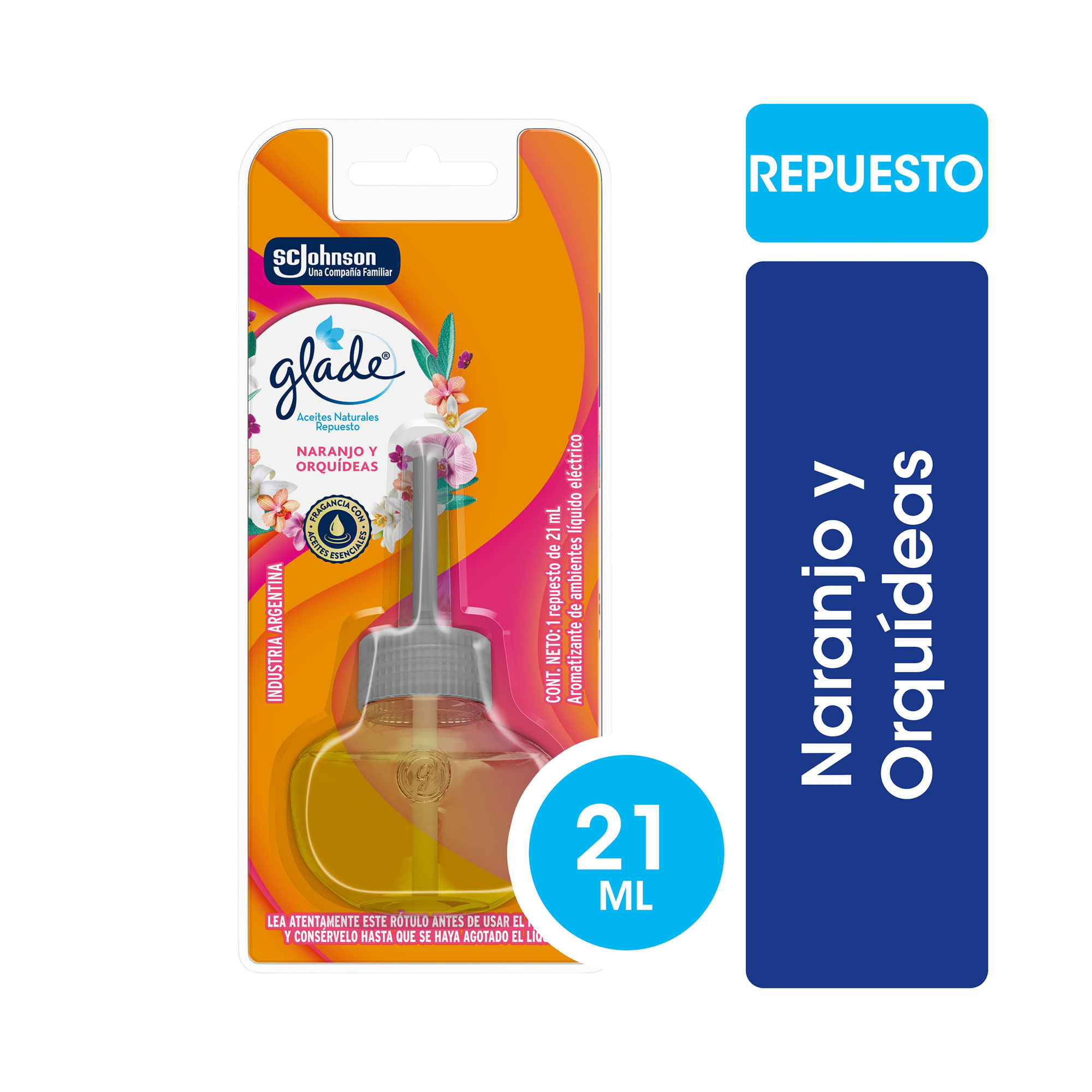 Aromatizante De Ambientes Glade Aceites Naturales Naranjo Y Orquídeas 21 Ml