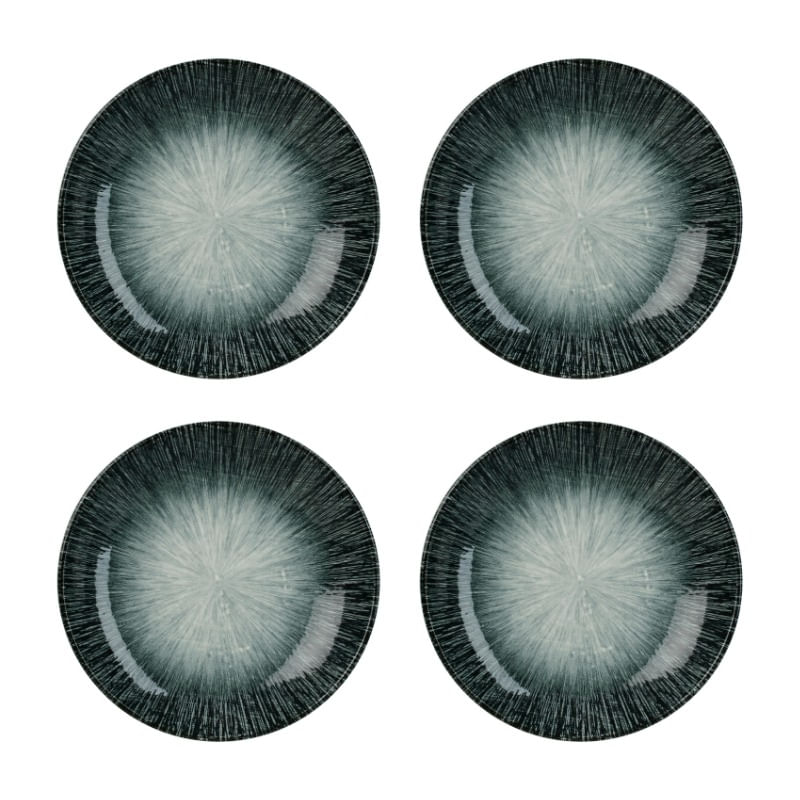 Set x 4 Plato Hondo Sopero Pasta 25 cm Porcelana Decorado Color Azul
