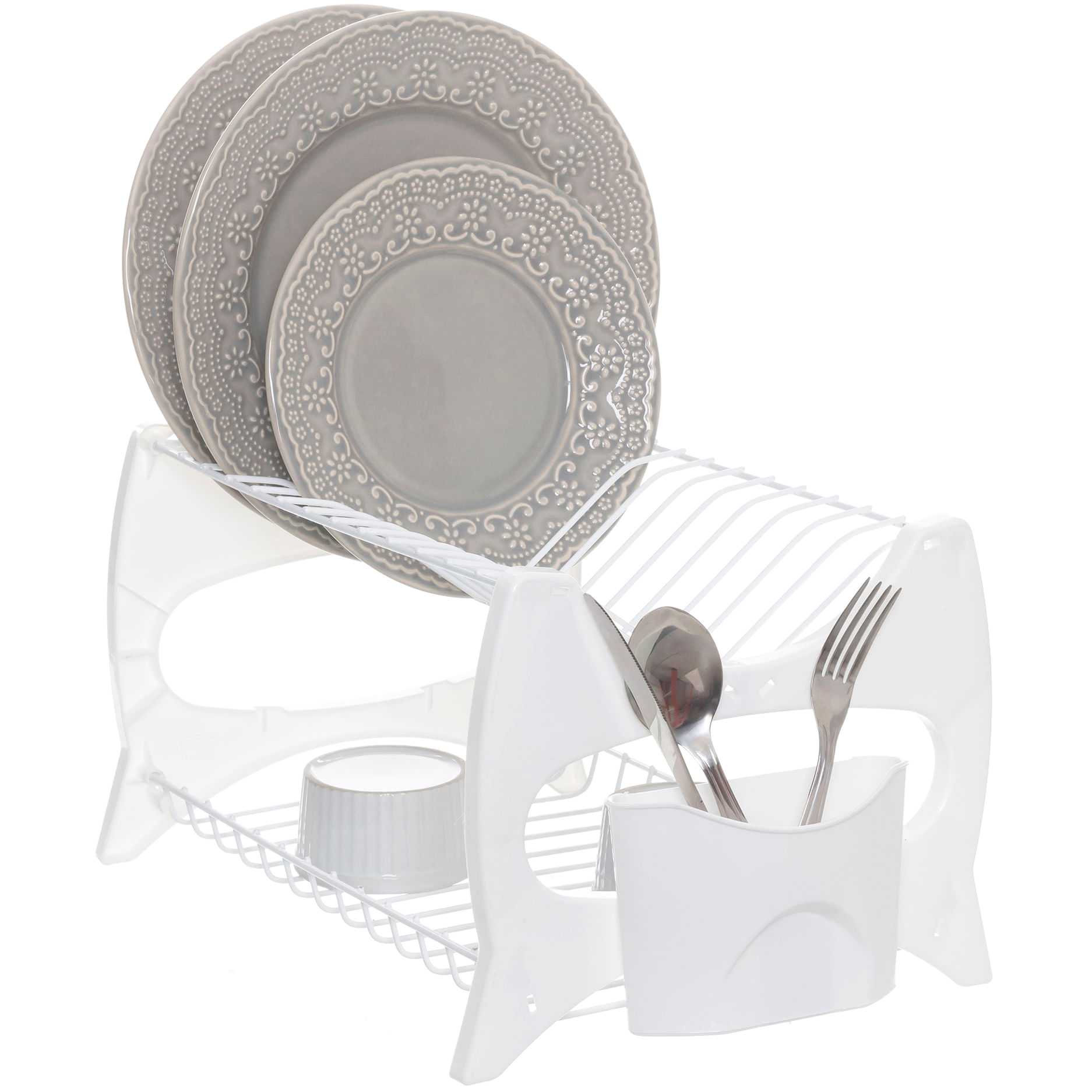 Escurridor de Platos Secaplatos Vajilla Cubiertos Metaltru Verona Blanco