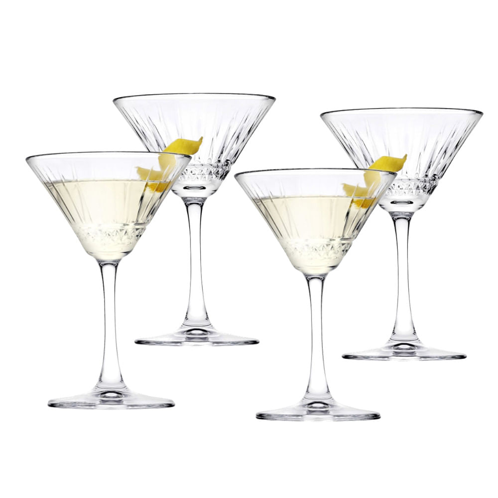 Copa Martini Tragos Set x 4 unid Vaso con pie Vidrio Elysia Pasabahce