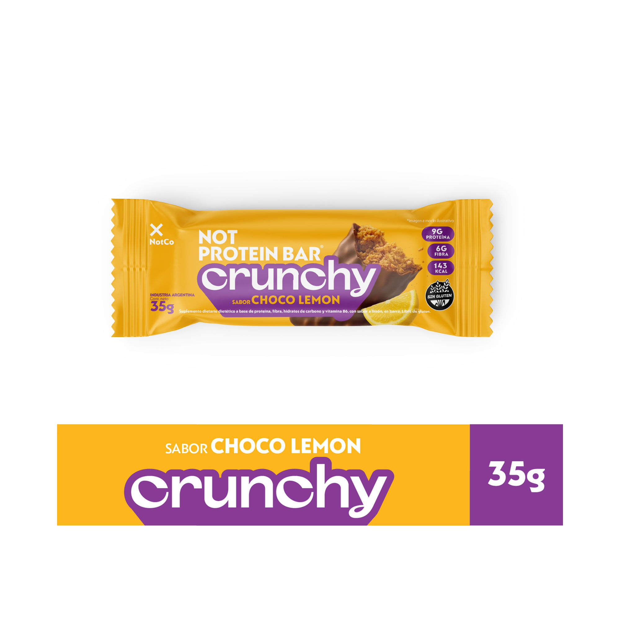 Barra proteíca Crunchy Chocolemon Notprotein 35 grs