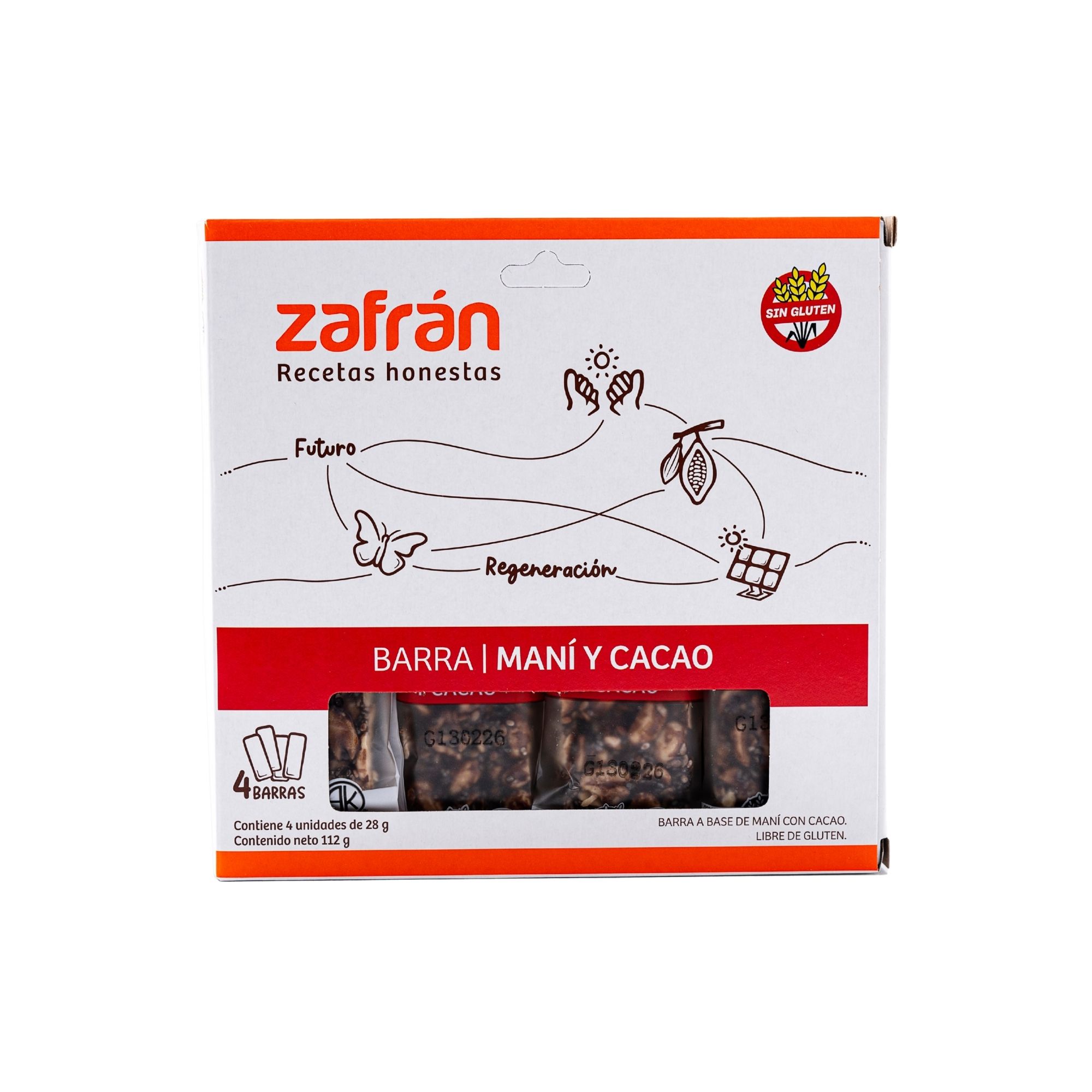 Barrita De Cereal Zafrán Maní Y Cacao 4 U 112 G