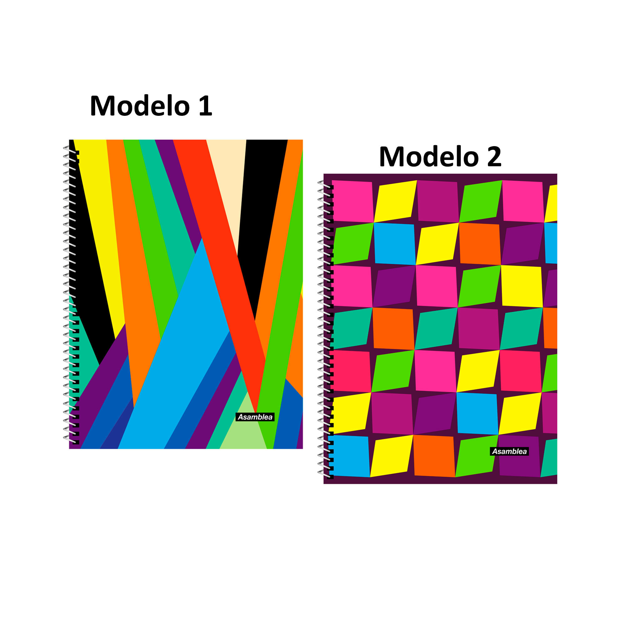 Cuaderno Asamblea Geometrico 22x29 cm 96 hojas cuadriculadas (Modelos Surtidos)