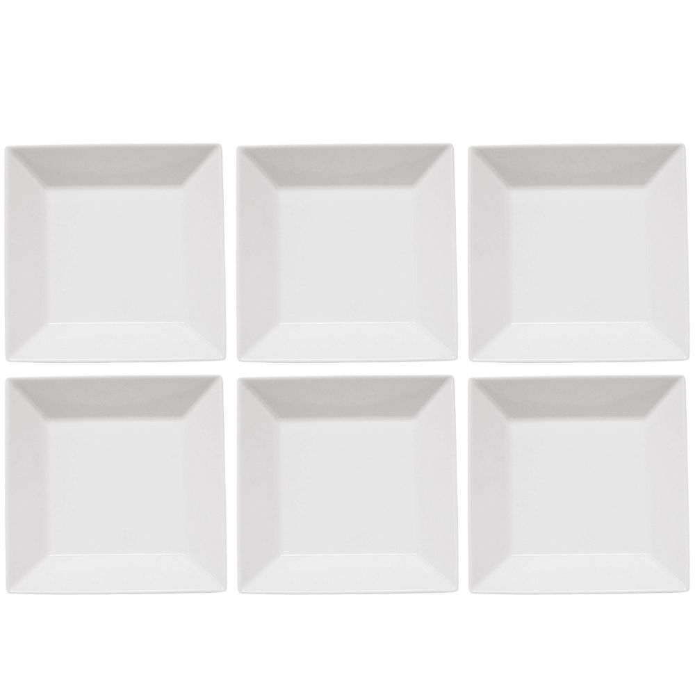 Set Vajilla Platos x 6 Piezas Hondos 21 cm Cuadrado Blanco