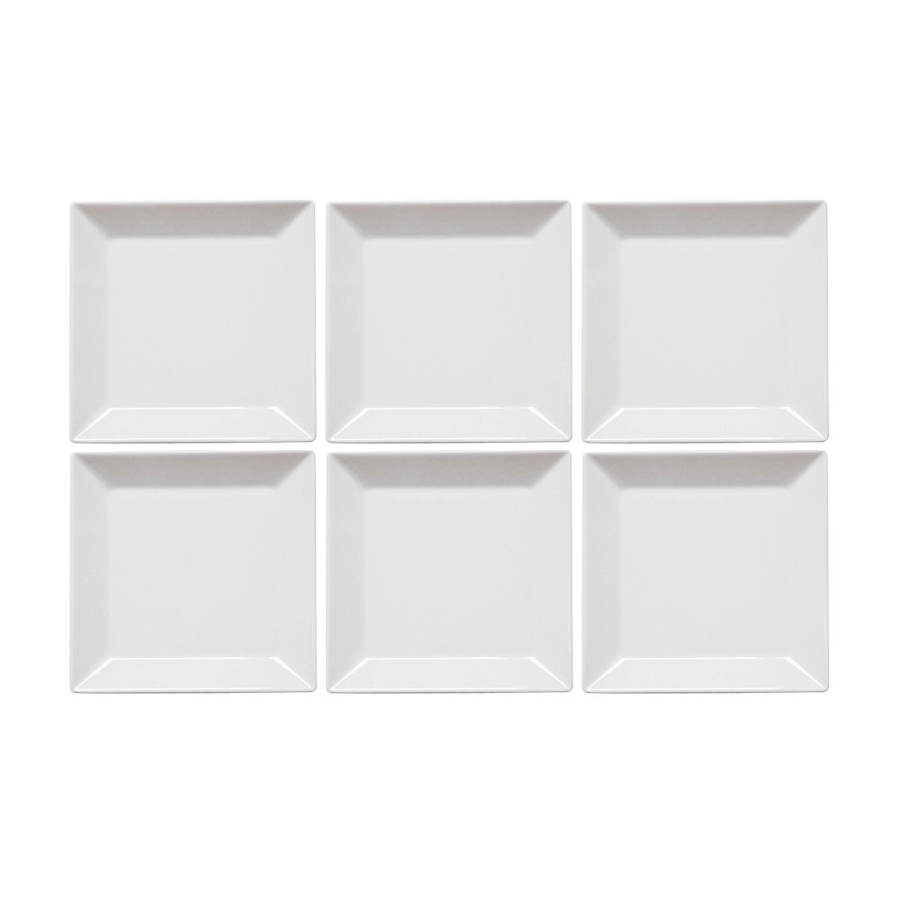 Set Vajilla Platos x 6 Piezas Postre 20 cm Cuadrado Blanco