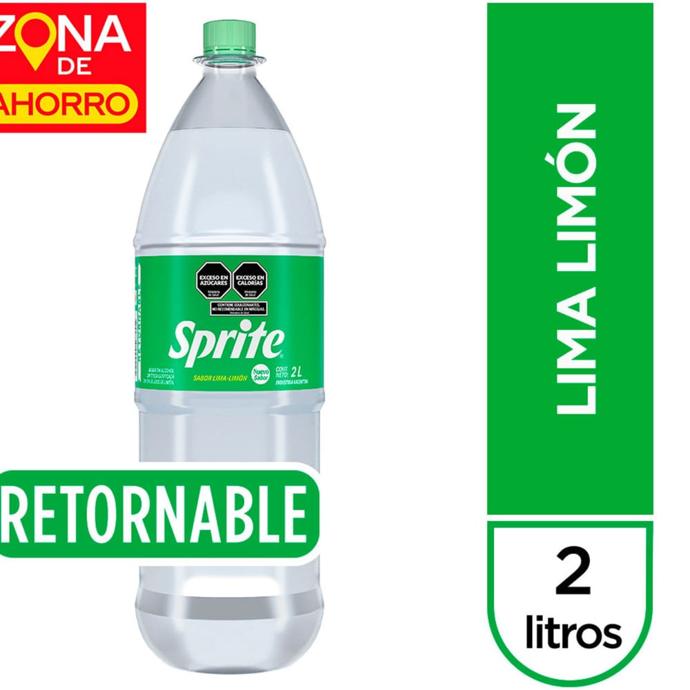 Gaseosa Lima Limón Sprite Menos Azúcares Retornable 2 L