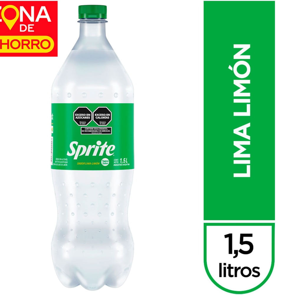 Gaseosa lima limón Sprite sabor original menoz azúcar 1,5 lts