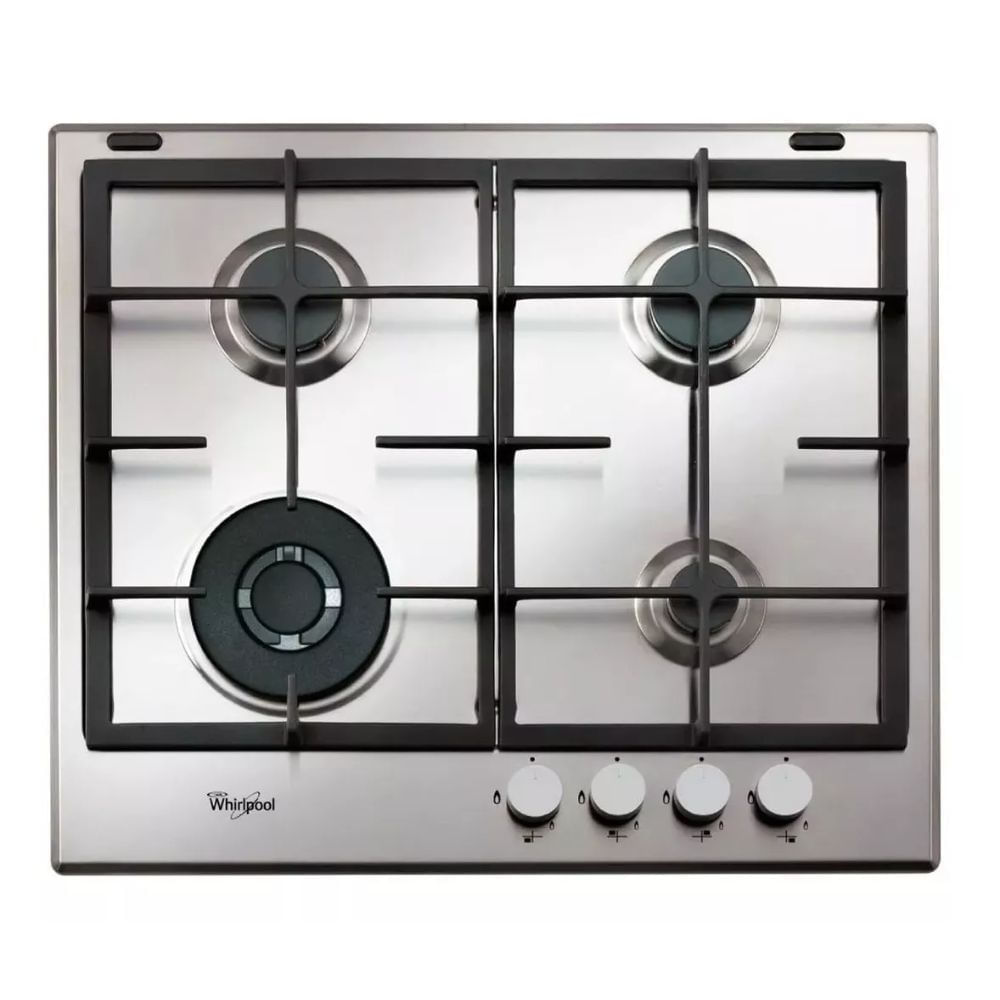 Anafe A Gas Whirlpool Gma6422 Empotrable 60 Cm Acero Inoxidable
