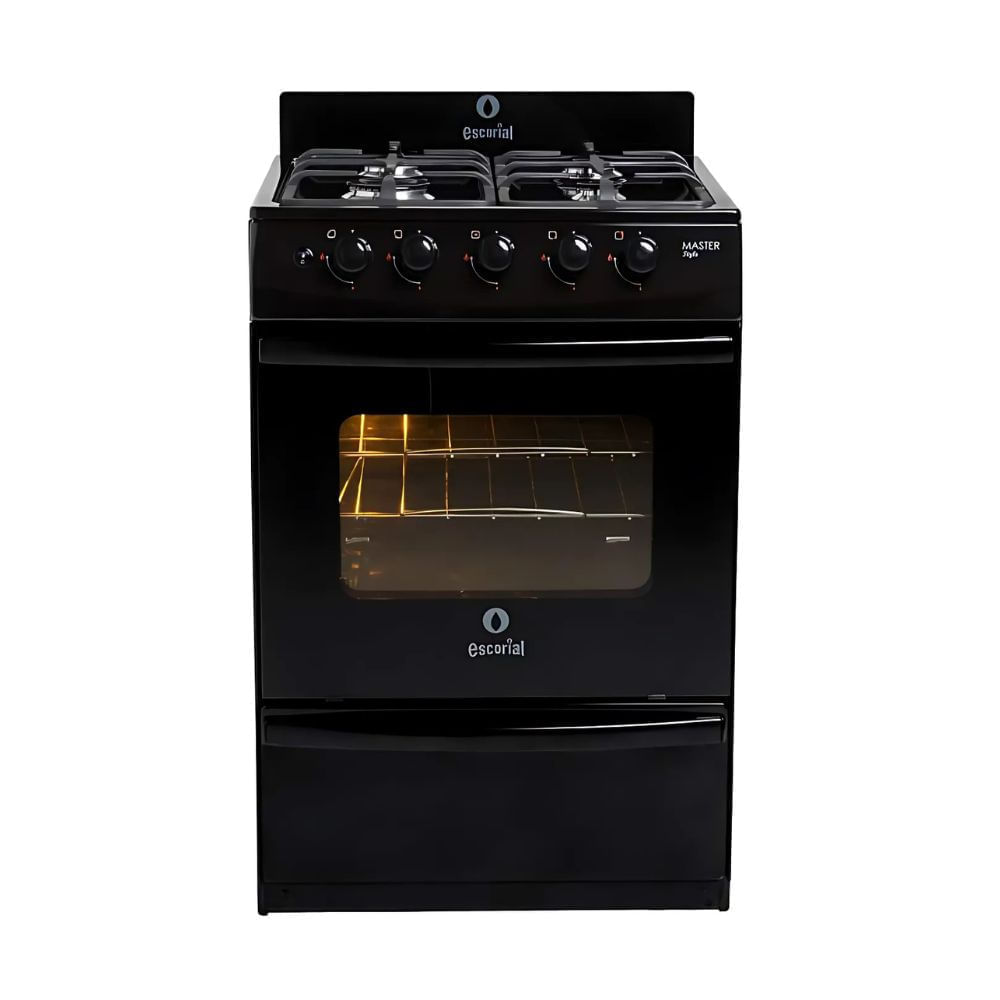 Cocina A Gas Escorial Master Style Fundicion 56cm Negra