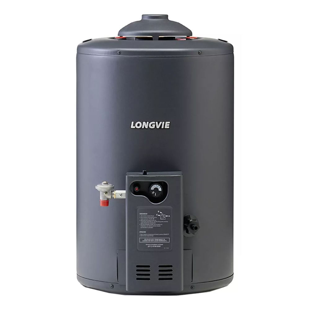Termotanque A Gas Potenciado Longvie Tp350ar 48l Carga Superior Grafito