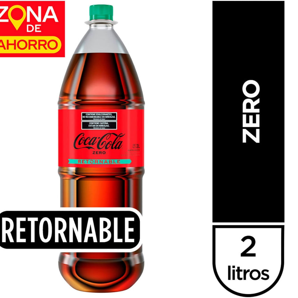 Gaseosa cola Coca Cola Zero 2 lts