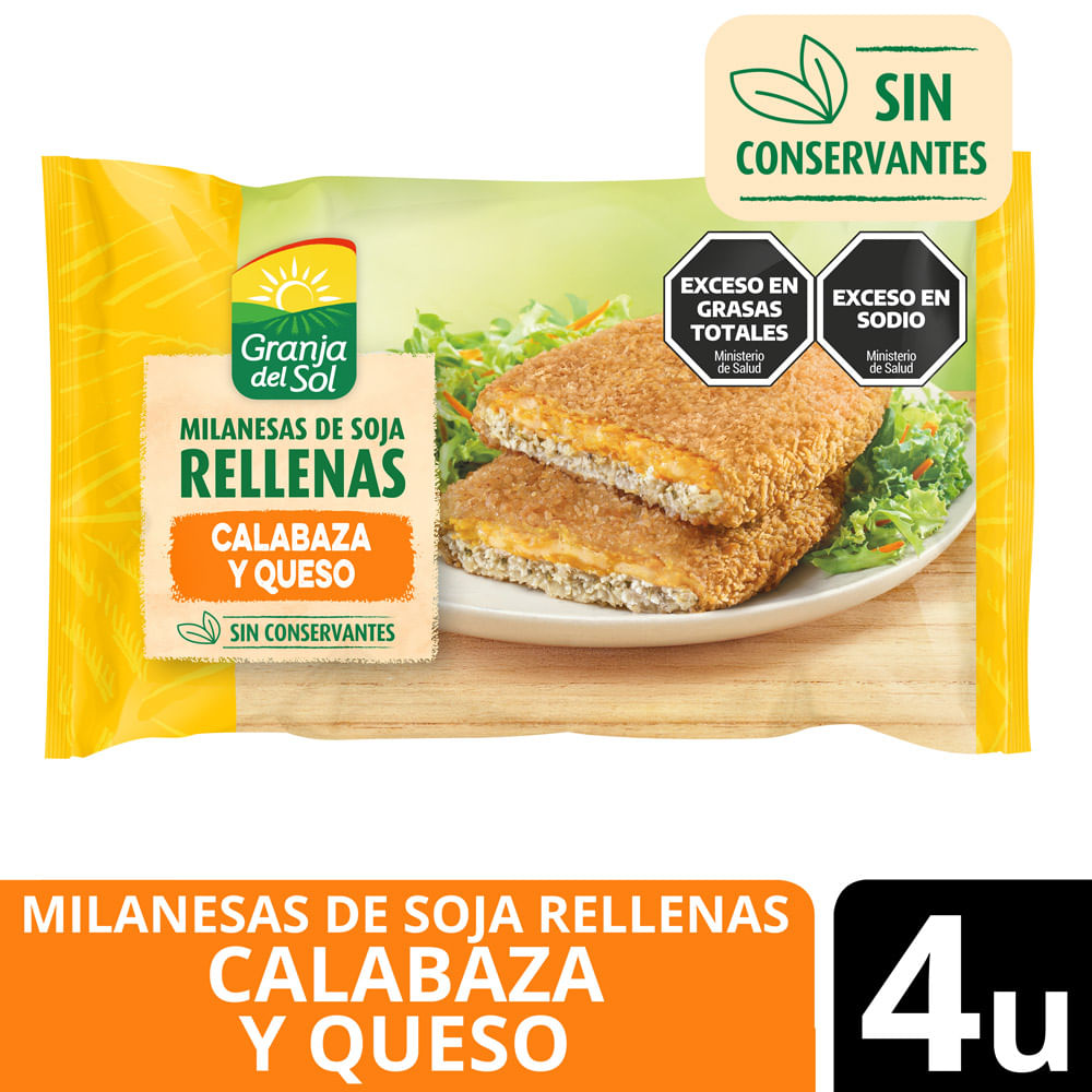Milanesa de soja Granja del sol relleno cabaza y queso 380 g.