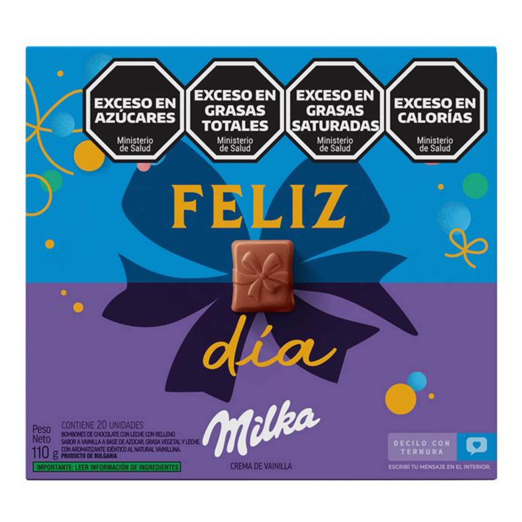 Bombones de chocolate Milka con crema de leche 110 grs