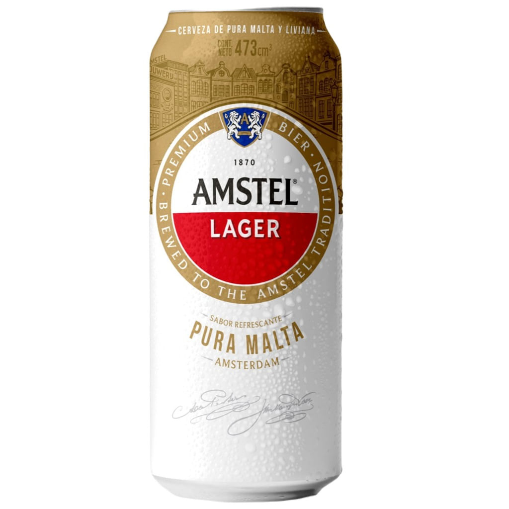 Cerveza Rubia Amstel Lager 473 Ml