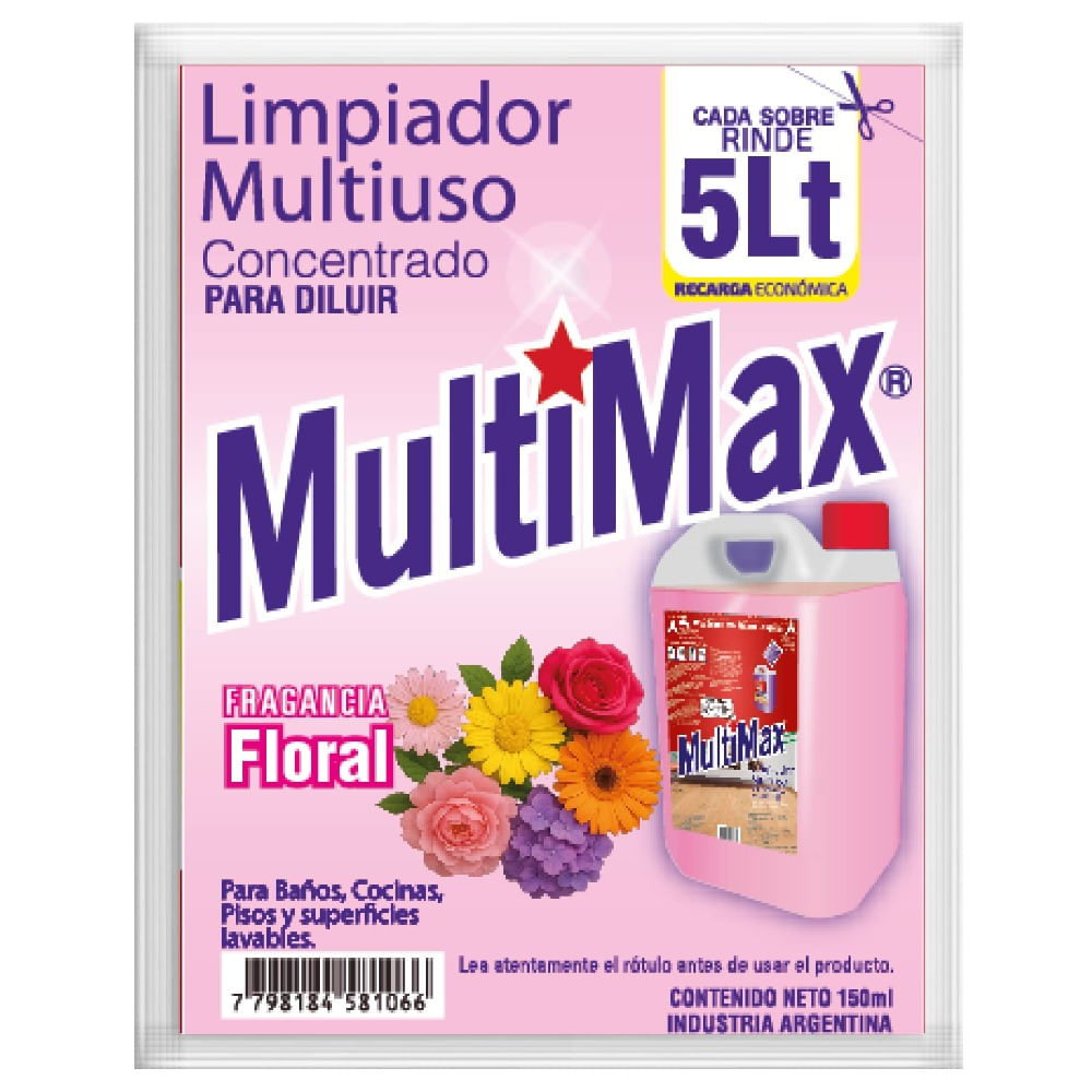 Limpiador concentrado multiuso Multimax floral rinde 5 lts