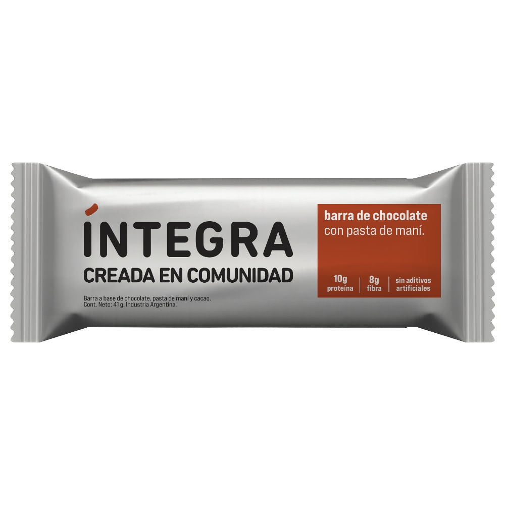 Barra de proteina Íntegra chocolate y pasta de maní 41 grs