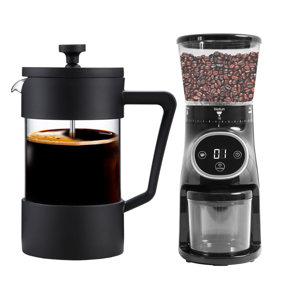 Cafetera Manual Prensa Francesa Cf2020 + Molinillo De Cafe Cg165 Automatico Profesional