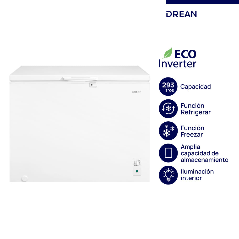 Freezer Horizontal Ecoinverter 293 L Blanco Drean Fhdr293cb