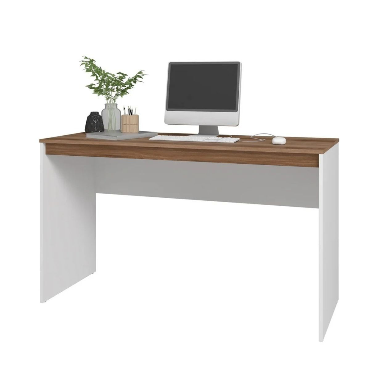Escritorio Minimalista Combinado Natural y Blanco