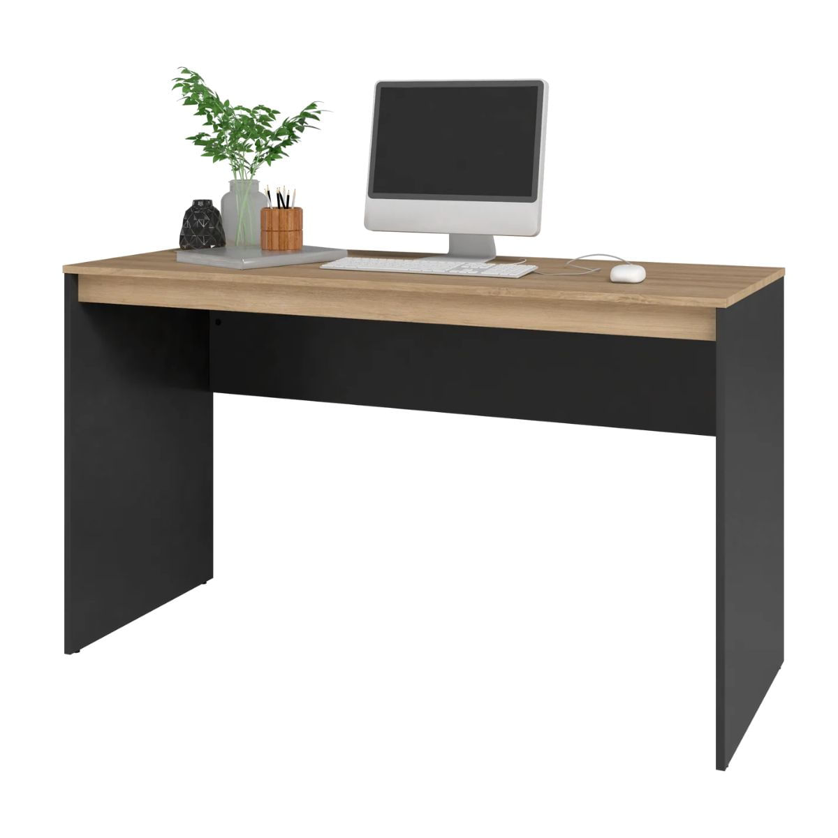 Escritorio Minimalista Combinado Natural y Negro