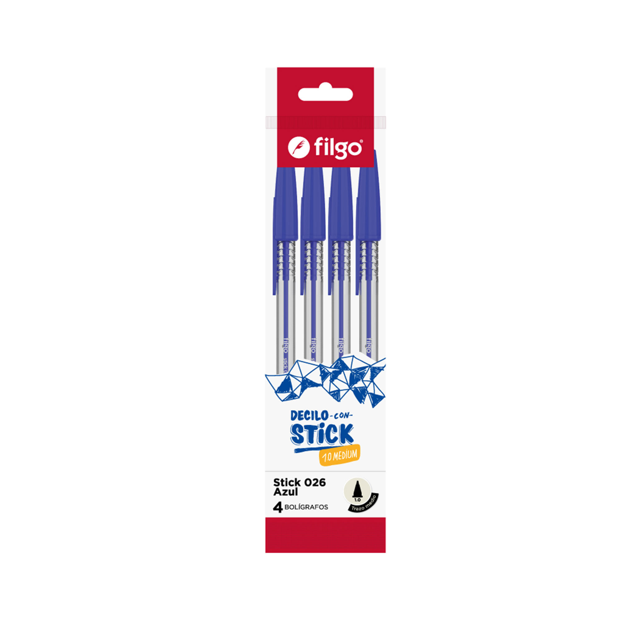 Bolígrafo Filgo stick azul x 4 uni