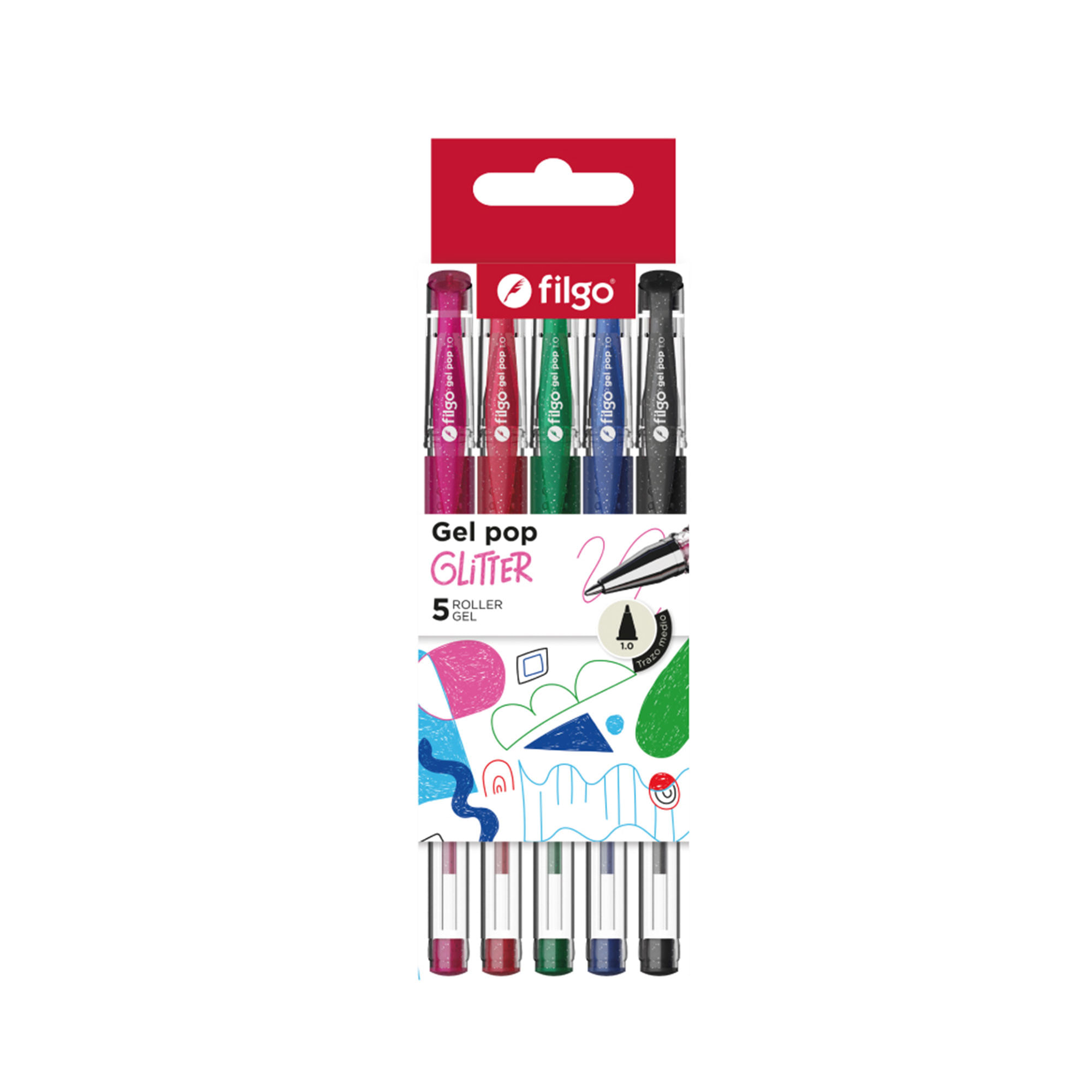 Bolígrafo gel Filgo pop glitter x 5 uni