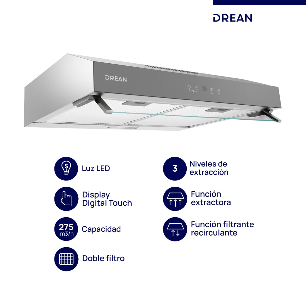 Purificador Extractor De 60 Cm Inoxidable Drean Cudr604ia