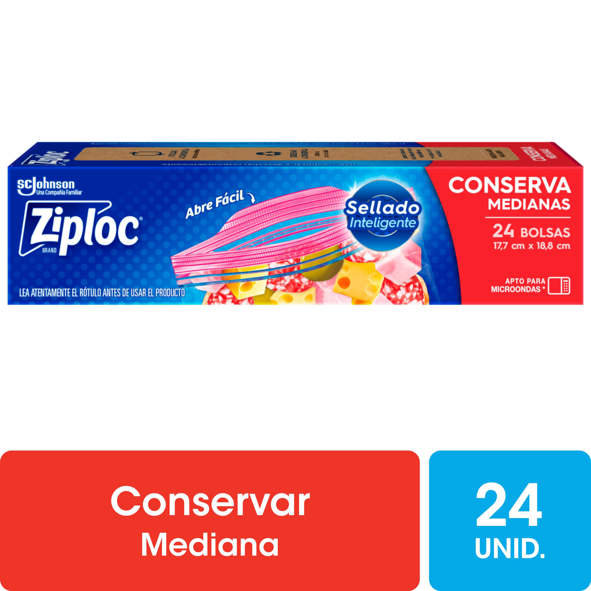 Bolsa Ziploc conserva mediana 24 uni