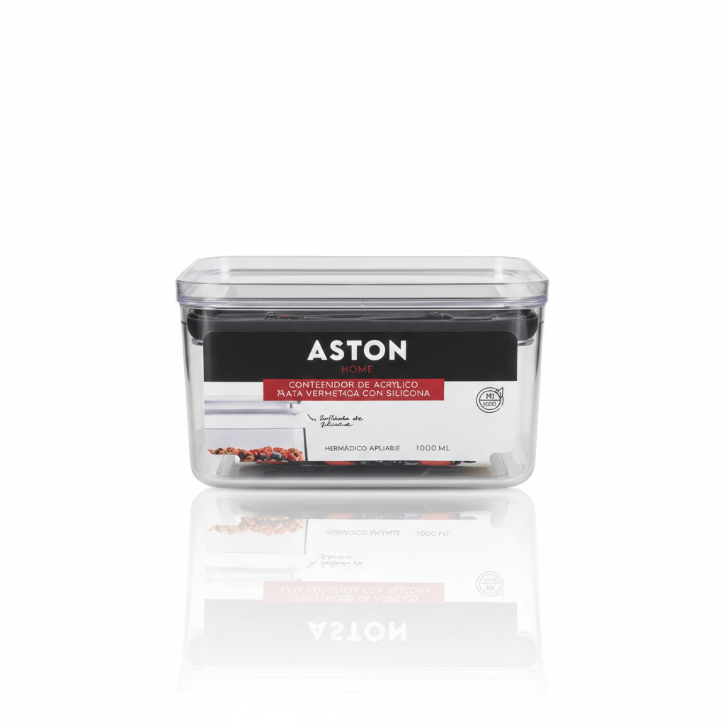 Taper Contenedor Hermético Apilable Acrílico 1000ml Rectangular Aston