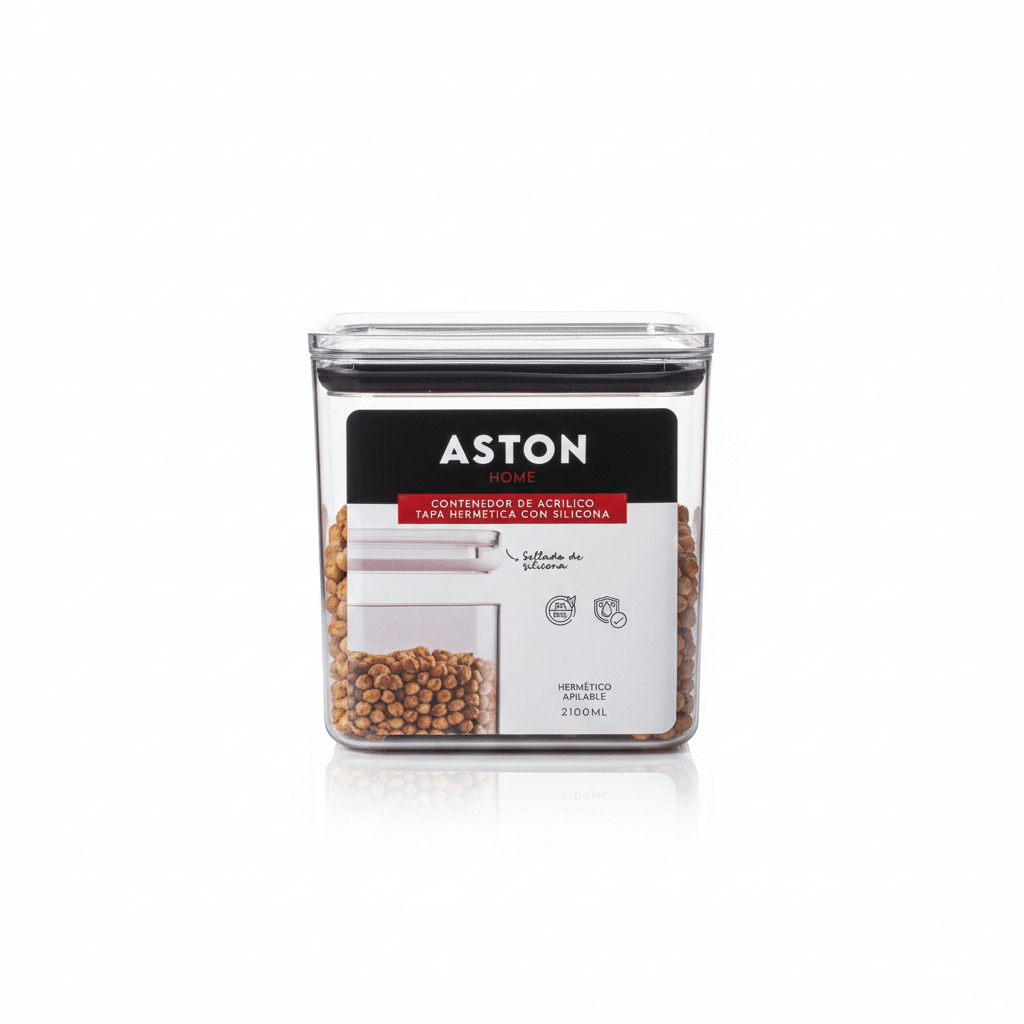 Taper Contenedor Hermético Apilable Acrílico 2100ml Rectangular Aston
