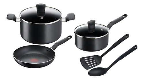 Set De Ollas 7 Piezas Tefal Super Cook Negro