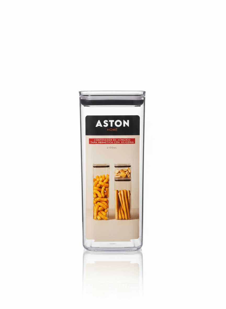 Taper Contenedor Hermético Apilable Acrílico 2100ml Cuadrado Aston