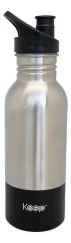 Botella Metalica Keep 600ml Acero Inoxidable Negro
