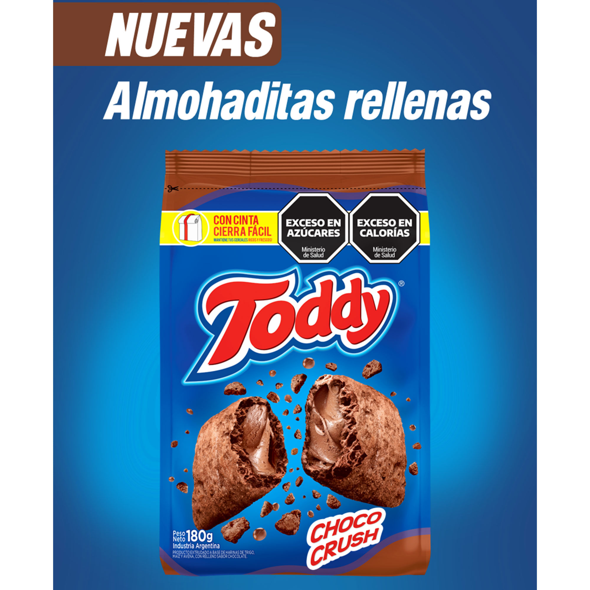 Almohaditas rellenas de chocolate Toddy 180 grs