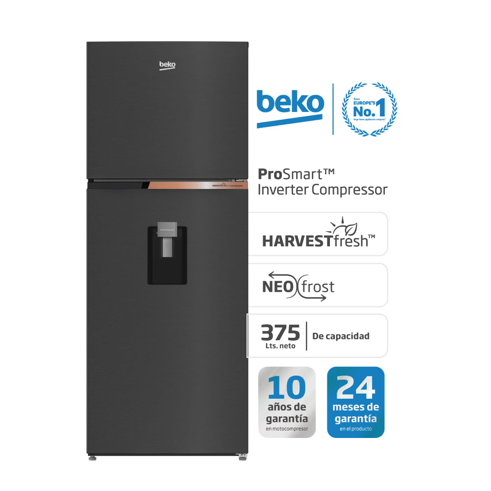 Heladera Beko Inverter No Frost 401l Black Inox